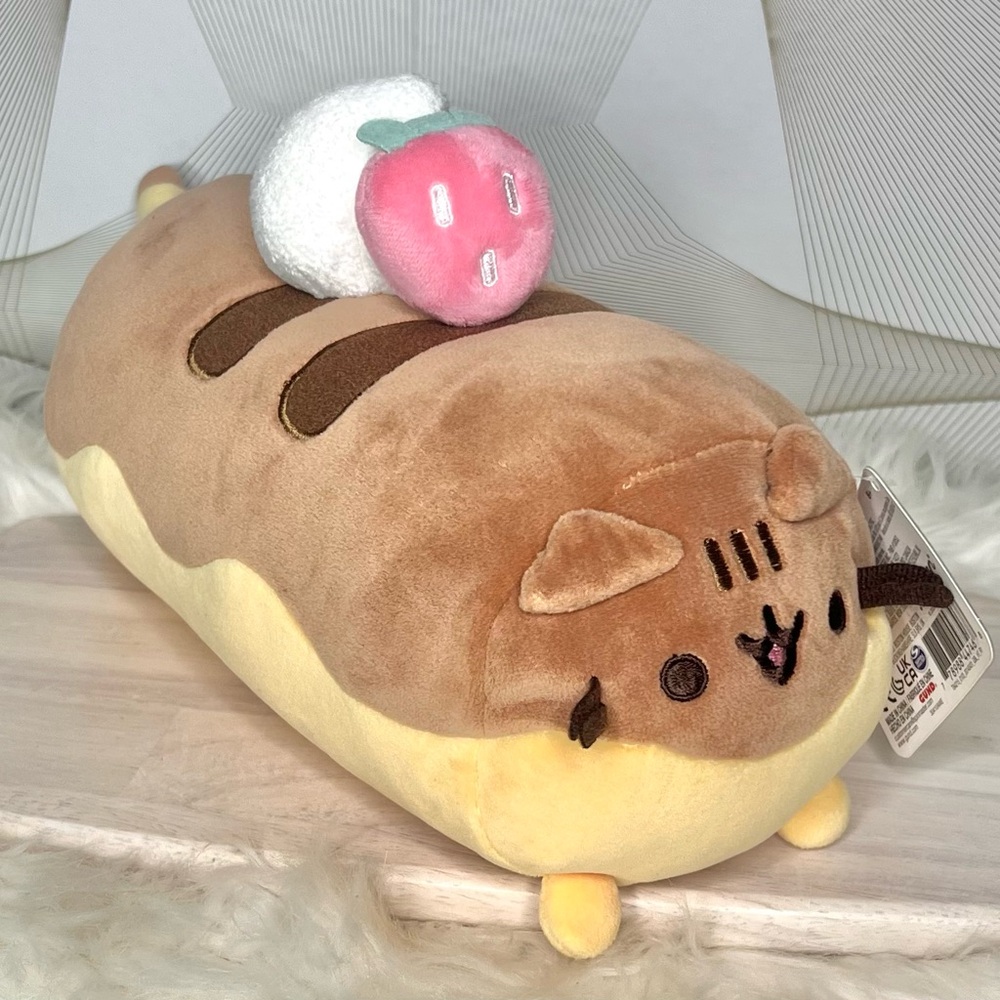 Pusheen Cat Eclair with a Dollop of Whip Cream and Strawberry 11” NWT